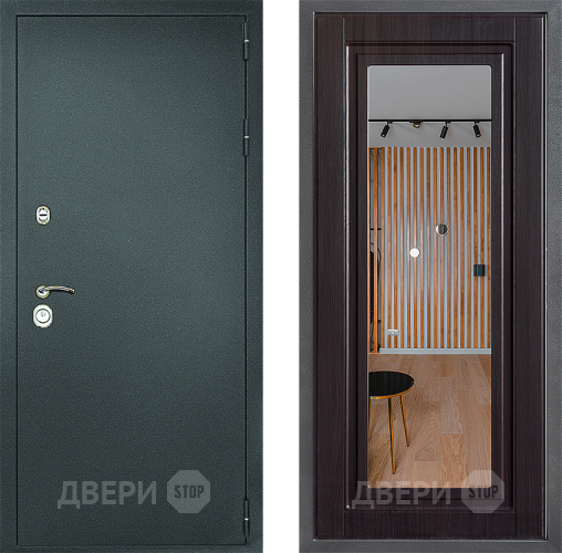 Входная металлическая Дверь Дверной континент Рубикон Серебро Дизайн ФЛЗ Зеркало Венге в Раменском