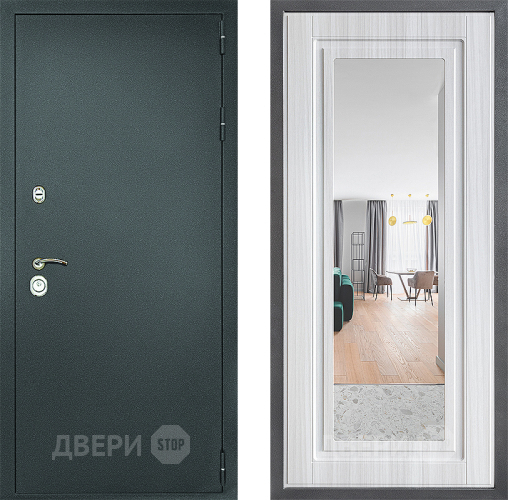 Входная металлическая Дверь Дверной континент Рубикон Серебро Дизайн ФЛЗ Зеркало Сандал белый в Раменском