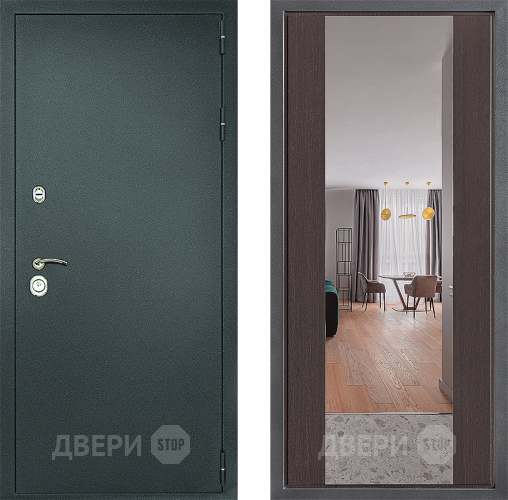 Входная металлическая Дверь Дверной континент Рубикон Серебро Дизайн ФЛЗ-1 Зеркало Венге в Раменском