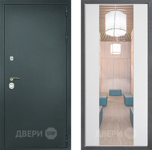 Дверь Дверной континент Рубикон Серебро Дизайн ФЛЗ-1 Зеркало Белый софт в Раменском