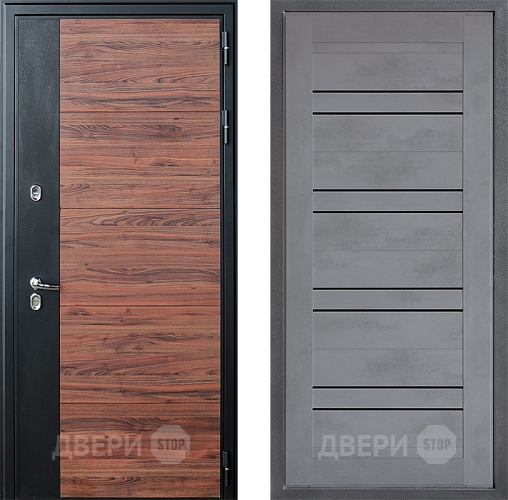 Входная металлическая Дверь Дверной континент ДК-15 Красное Дерево ТЕРМО ФЛ-49 Бетон серый в Раменском