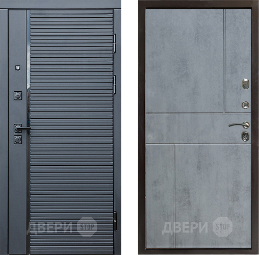 Входная металлическая Дверь Престиж Черная Линия Горизонт Бетон темный в Раменском
