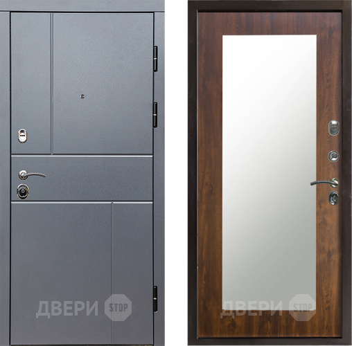Входная металлическая Дверь Престиж Горизонт Грэй Зеркло Пастораль Дуб в Раменском