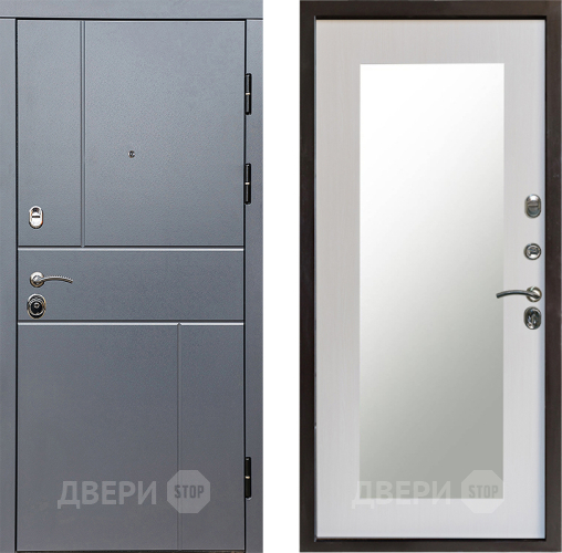 Входная металлическая Дверь Престиж Горизонт Грэй Зеркло Пастораль Лиственница белая в Раменском