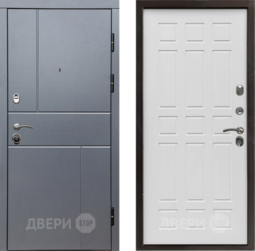 Входная металлическая Дверь Престиж Горизонт Грэй Спарта Белое дерево в Раменском