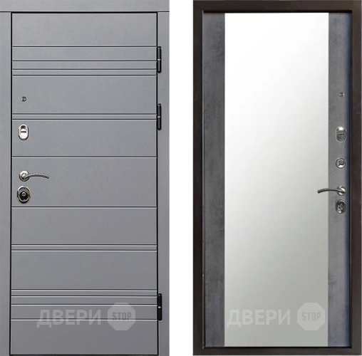 Входная металлическая Дверь Престиж Линия Грэй Зеркало Бетон темный в Раменском