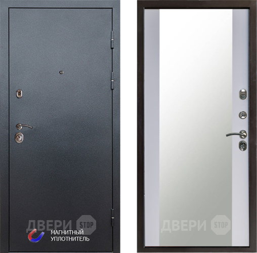 Дверь Престиж Графит Зеркало Белый софт в Раменском