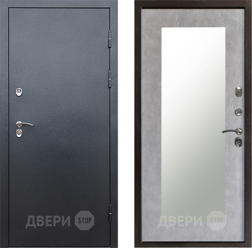 Входная металлическая Дверь Престиж TERMO с терморазрывом Снегирь Серебро Зеркало пастораль Бетон светлый в Раменском