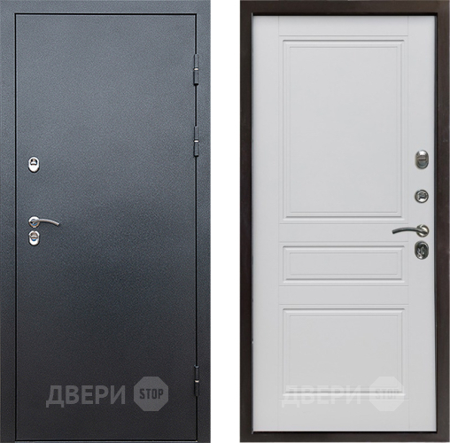 Входная металлическая Дверь Престиж TERMO с терморазрывом Снегирь Серебро Классика Белый матовый в Раменском