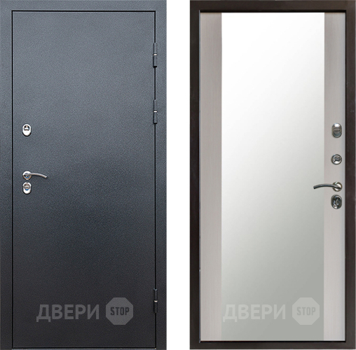 Входная металлическая Дверь Престиж TERMO с терморазрывом Снегирь Серебро Зеркало Лиственница белая в Раменском