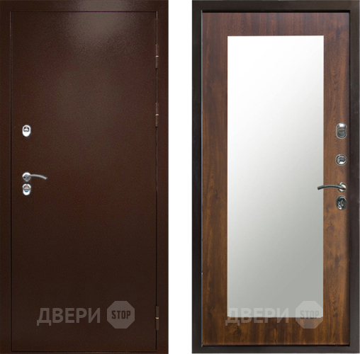 Входная металлическая Дверь Престиж TERMO с терморазрывом Снегирь Медь Зеркало пастораль Дуб в Раменском