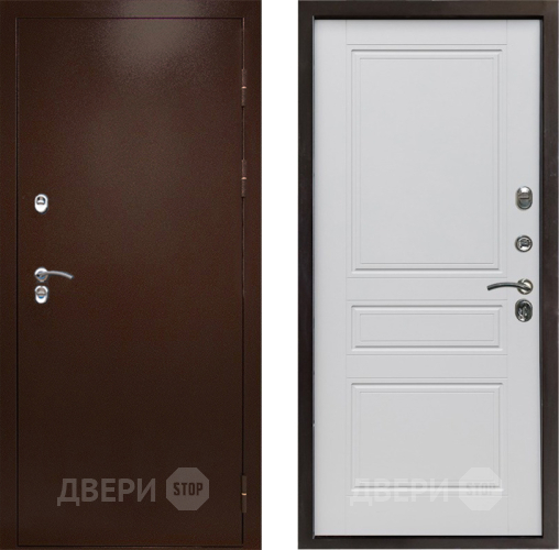 Входная металлическая Дверь Престиж TERMO с терморазрывом Снегирь Медь Классика Белый матовый в Раменском