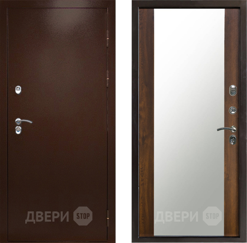 Входная металлическая Дверь Престиж TERMO с терморазрывом Снегирь Медь Зеркало Дуб в Раменском