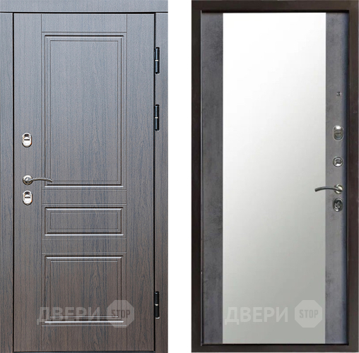 Входная металлическая Дверь Престиж TERMO с терморазрывом Классика Зеркало Бетон темный в Раменском