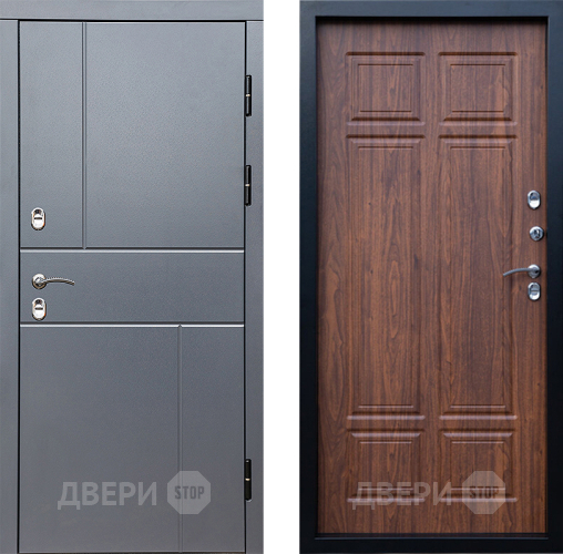 Входная металлическая Дверь Престиж TERMO с терморазрывом Горизонт Грэй Премиум Орех темный в Раменском