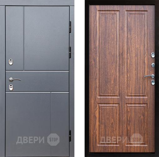 Входная металлическая Дверь Престиж TERMO с терморазрывом Горизонт Грэй Премиум Орех светлый в Раменском