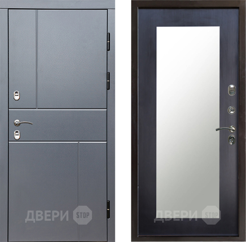 Входная металлическая Дверь Престиж TERMO с терморазрывом Горизонт Грэй Зеркало пастораль Венге в Раменском