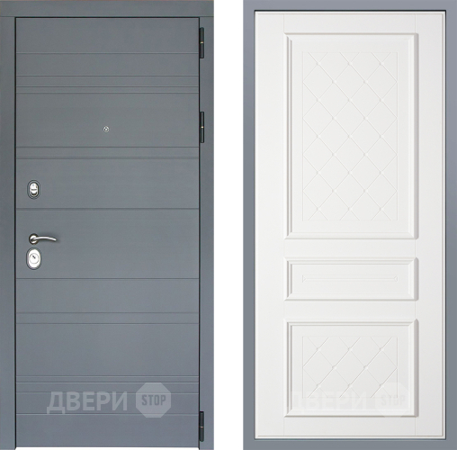 Дверь Заводские двери Лира Софт графит Урбино Белый софт в Раменском