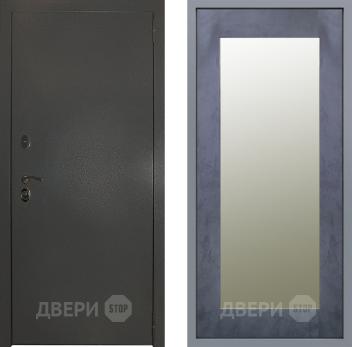 Дверь Заводские двери Эталон 3к антик серебро Зеркало Модерн Бетон темный в Раменском