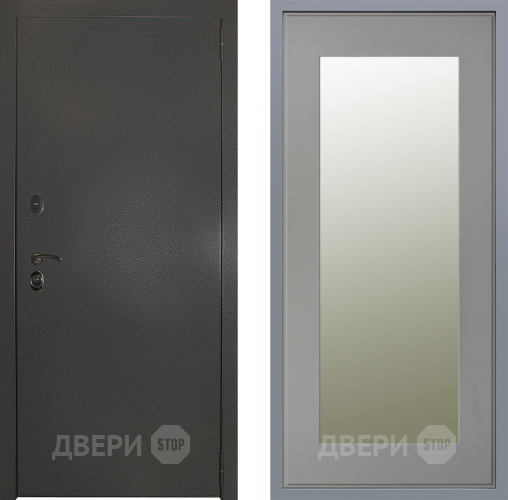 Дверь Заводские двери Эталон 3к антик серебро Зеркало Модерн Грей софт в Раменском