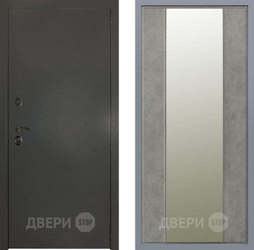 Дверь Заводские двери Эталон 3к антик серебро Зеркало Макси Бетон темный в Раменском