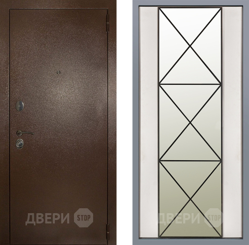 Дверь Заводские двери Эталон 3к антик медь Зеркало Перфекто Структурное дерево в Раменском