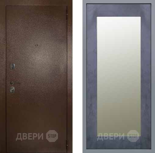 Дверь Заводские двери Эталон 3к антик медь Зеркало Модерн Бетон темный в Раменском