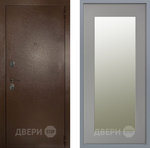 Дверь Заводские двери Эталон 3к антик медь Зеркало Модерн Грей софт в Раменском