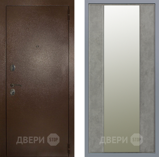 Дверь Заводские двери Эталон 3к антик медь Зеркало Макси Бетон темный в Раменском