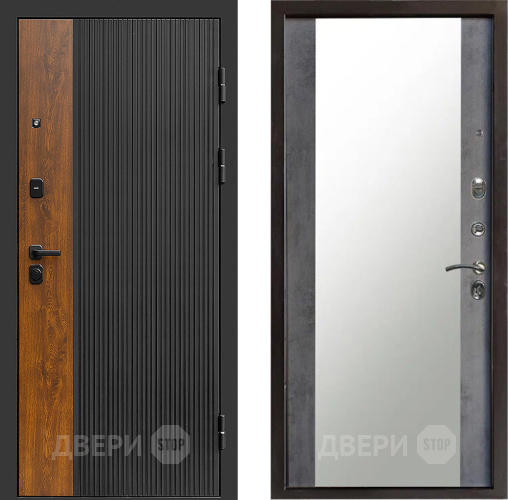Входная металлическая Дверь Престиж Prestizh Зеркало Бетон темный в Раменском