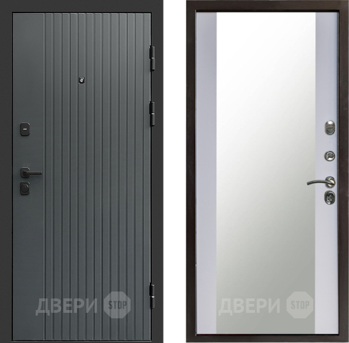 Дверь Престиж Tvist Grey Зеркало Белый софт в Раменском