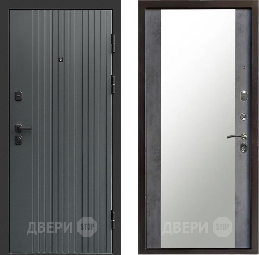 Входная металлическая Дверь Престиж Tvist Grey Зеркало Бетон темный в Раменском