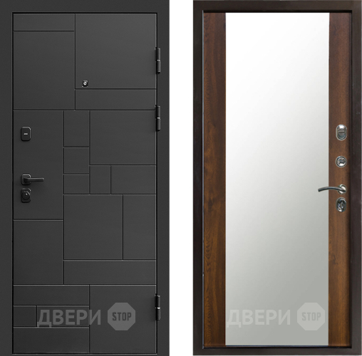 Входная металлическая Дверь Престиж Kvadro Зеркало Дуб в Раменском