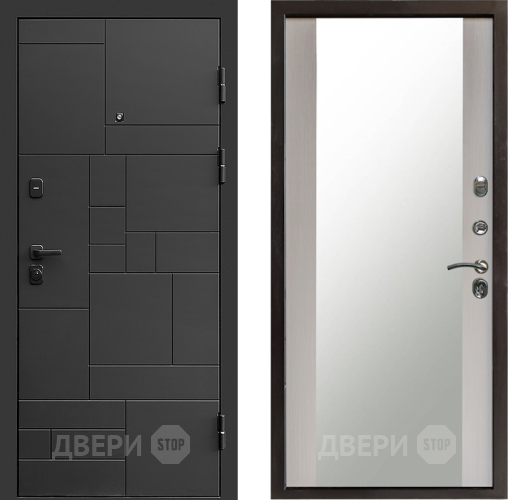 Входная металлическая Дверь Престиж Kvadro Зеркало Лиственница белая в Раменском