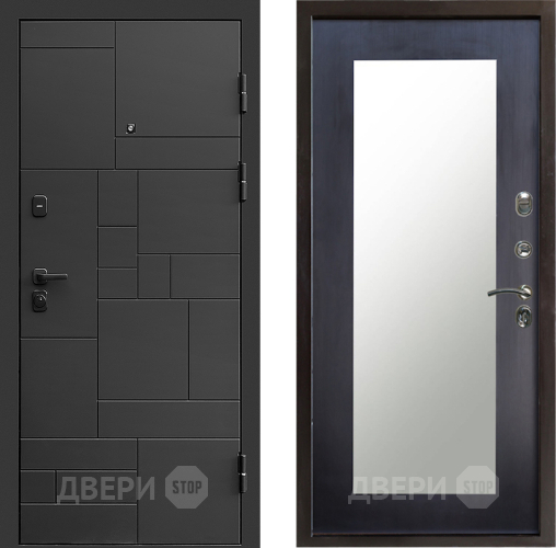 Входная металлическая Дверь Престиж Kvadro Зеркло Пастораль Венге в Раменском