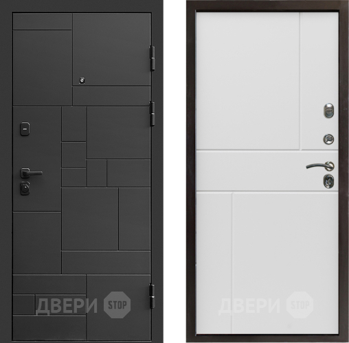 Входная металлическая Дверь Престиж Kvadro Горизонт Бетон белый в Раменском