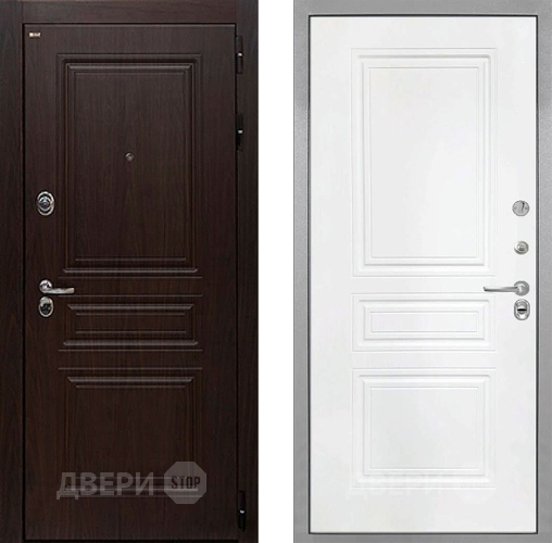 Входная металлическая Дверь Интекрон (INTECRON) Брайтон Тиковое Дерево ФЛ-243 Белый матовый в Раменском
