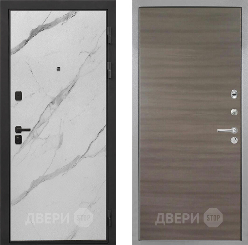 Входная металлическая Дверь Интекрон (INTECRON) Профит Black Мрамор Арктик Гладкая Дуб тоскано поперечный в Раменском