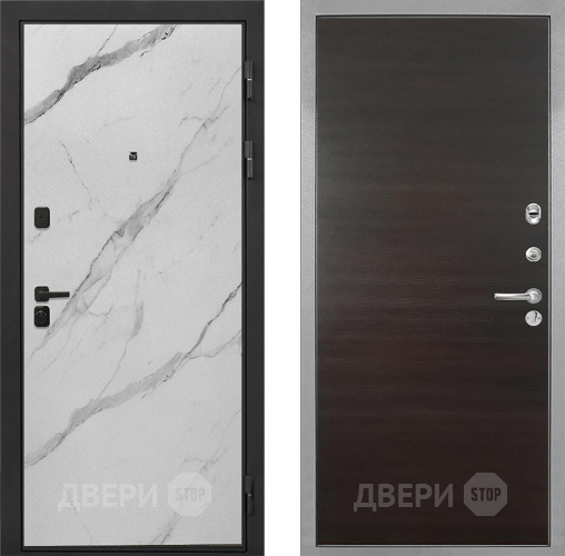 Входная металлическая Дверь Интекрон (INTECRON) Профит Black Мрамор Арктик Гладкая Эковенге поперечный в Раменском