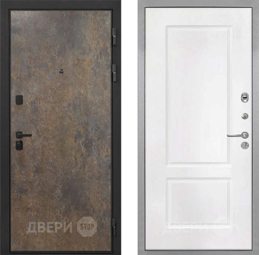 Входная металлическая Дверь Интекрон (INTECRON) Профит Black Гранж КВ-2 Белый матовый в Раменском