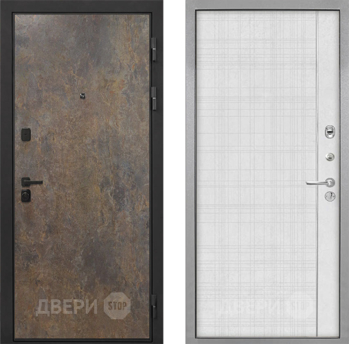 Входная металлическая Дверь Интекрон (INTECRON) Профит Black Гранж В-07 с молдингом Лофт белый в Раменском