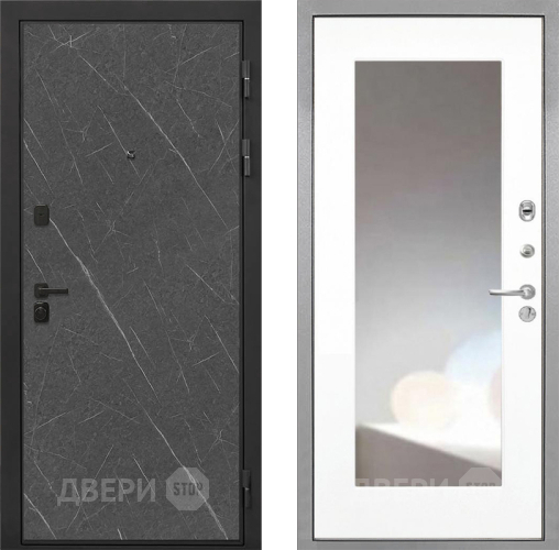 Дверь Интекрон (INTECRON) Профит Black Гранит Лава Оникс ФЛЗ-120-М Зеркало Белый матовый в Раменском