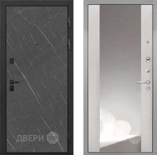 Входная металлическая Дверь Интекрон (INTECRON) Профит Black Гранит Лава Оникс ФЛЗ-516 Зеркало Сосна белая в Раменском