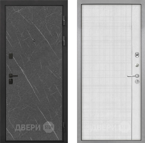 Входная металлическая Дверь Интекрон (INTECRON) Профит Black Гранит Лава Оникс В-07 с молдингом Лофт белый в Раменском
