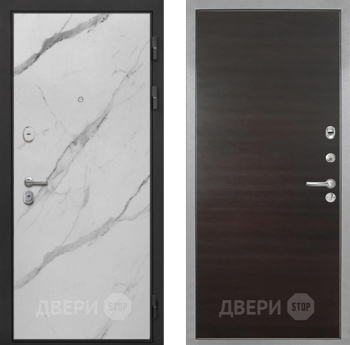 Входная металлическая Дверь Интекрон (INTECRON) Гектор Мрамор Арктик Гладкая Эковенге поперечный в Раменском