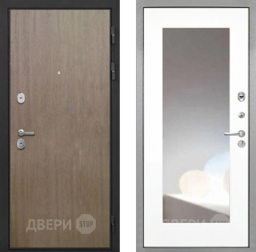 Входная металлическая Дверь Интекрон (INTECRON) Гектор Венге Коричневый ФЛЗ-120-М Зеркало Белый матовый в Раменском