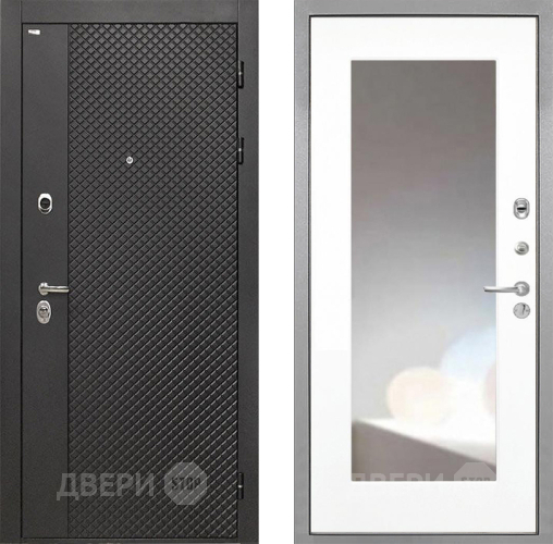 Дверь Интекрон (INTECRON) Олимпия Black 4К ФЛЗ-120-М Зеркало Белый матовый в Раменском
