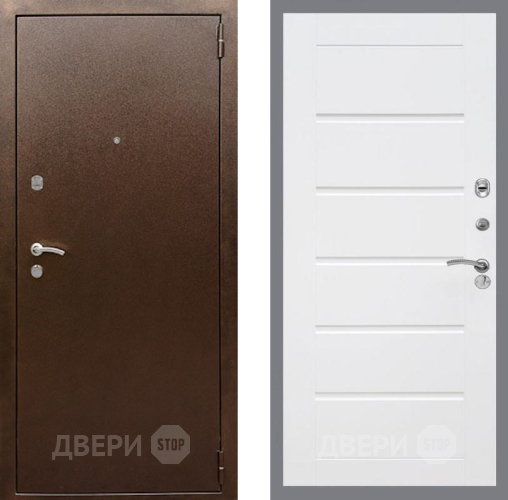 Входная металлическая Дверь Рекс (REX) 1А Медный Антик Сити Белый ясень в Раменском
