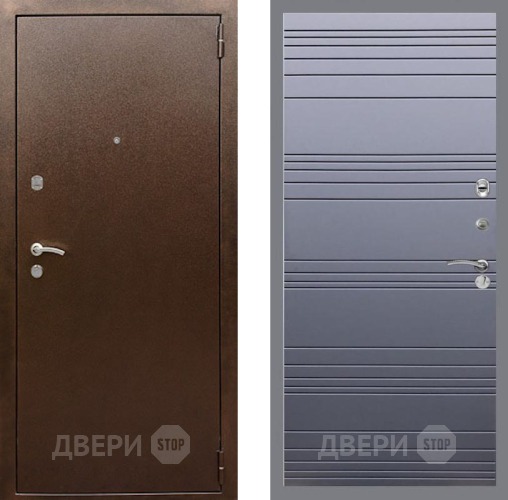 Входная металлическая Дверь Рекс (REX) 1А Медный Антик Line Силк титан в Раменском