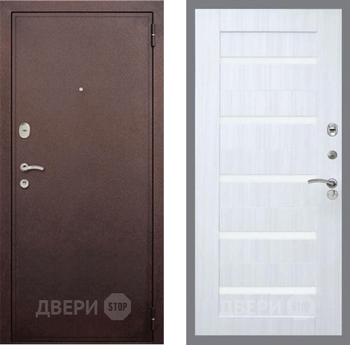 Входная металлическая Дверь Рекс (REX) 2 Медный Антик СБ-14 стекло белое Сандал белый в Раменском